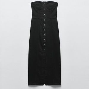 NEVER WORN! Zara Denim Bustier Dress in Black Denim, Size L